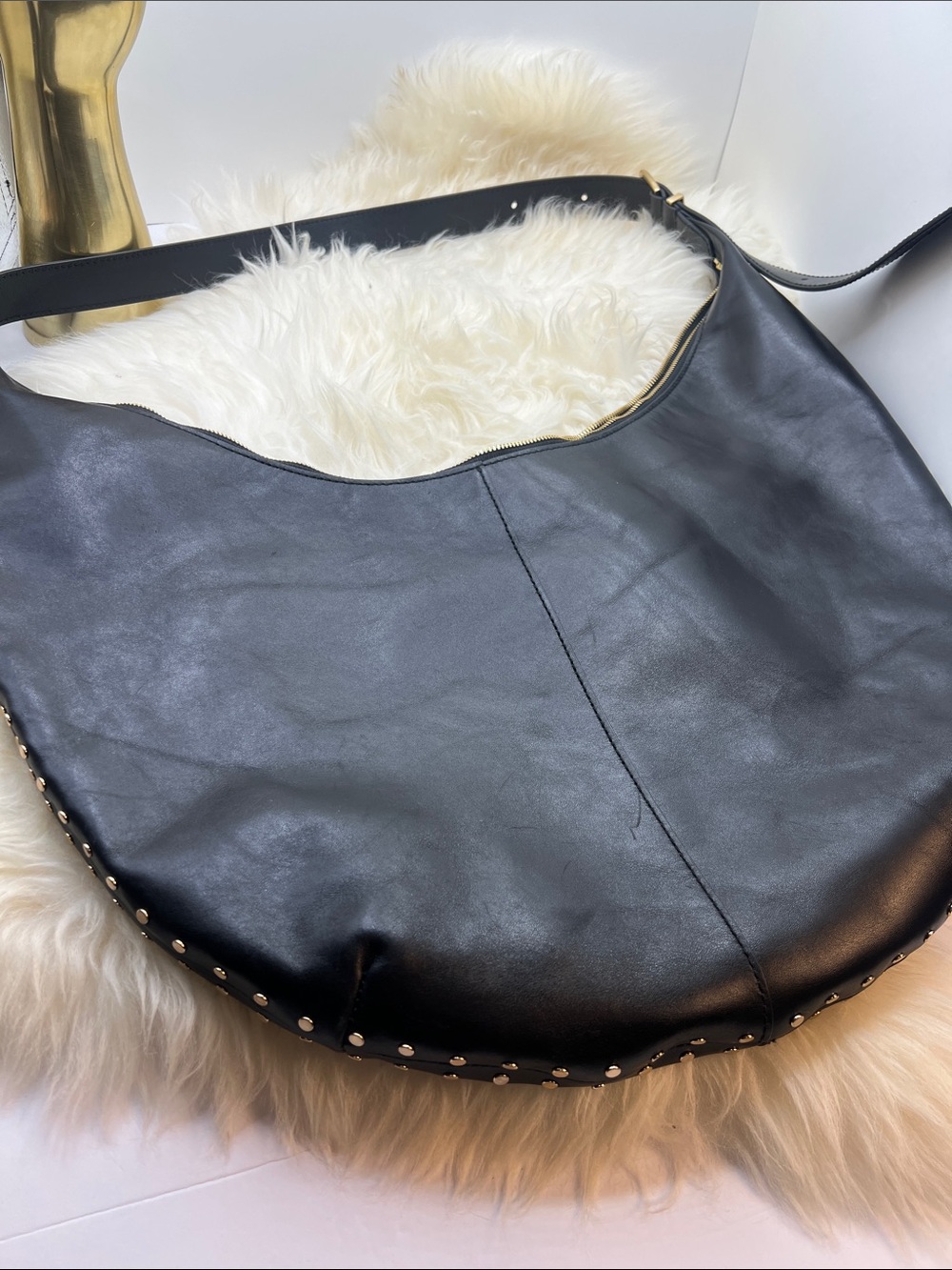 Madewell Black Leather Crescent Hobo Bag